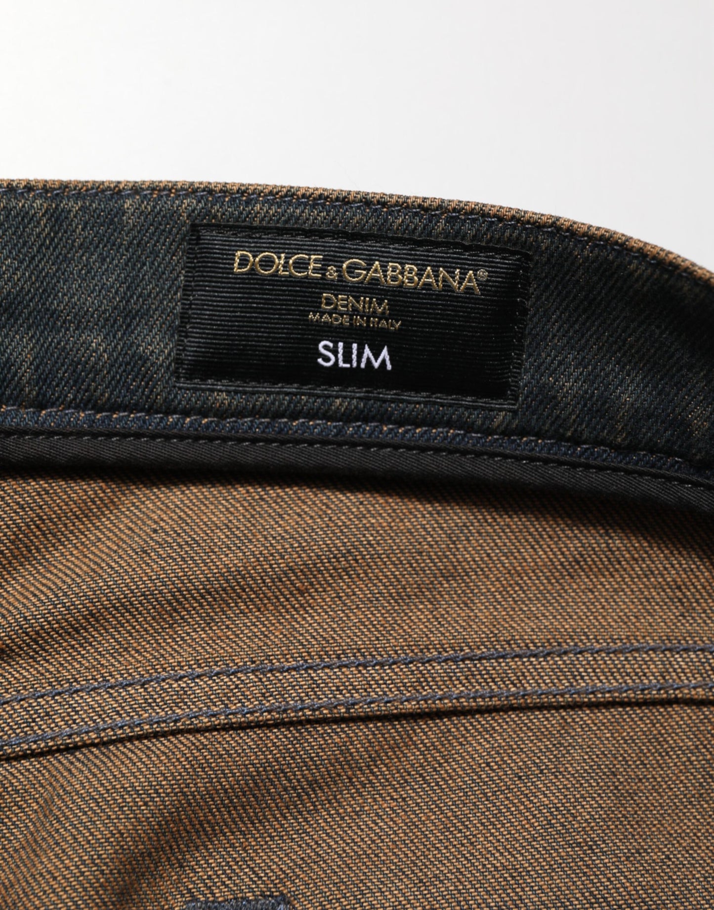 Dolce &amp; Gabbana Dunkelbraune Skinny-Jeans aus zerfetzter Baumwolle
