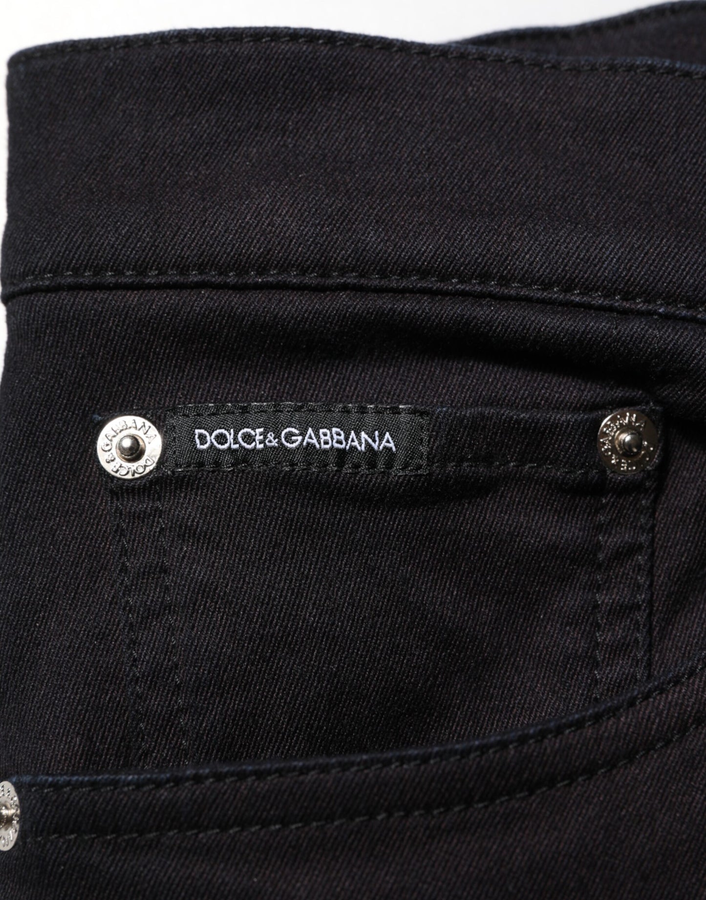 Dolce &amp; Gabbana – Enge Herrenhose aus schwarzer Baumwollmischung