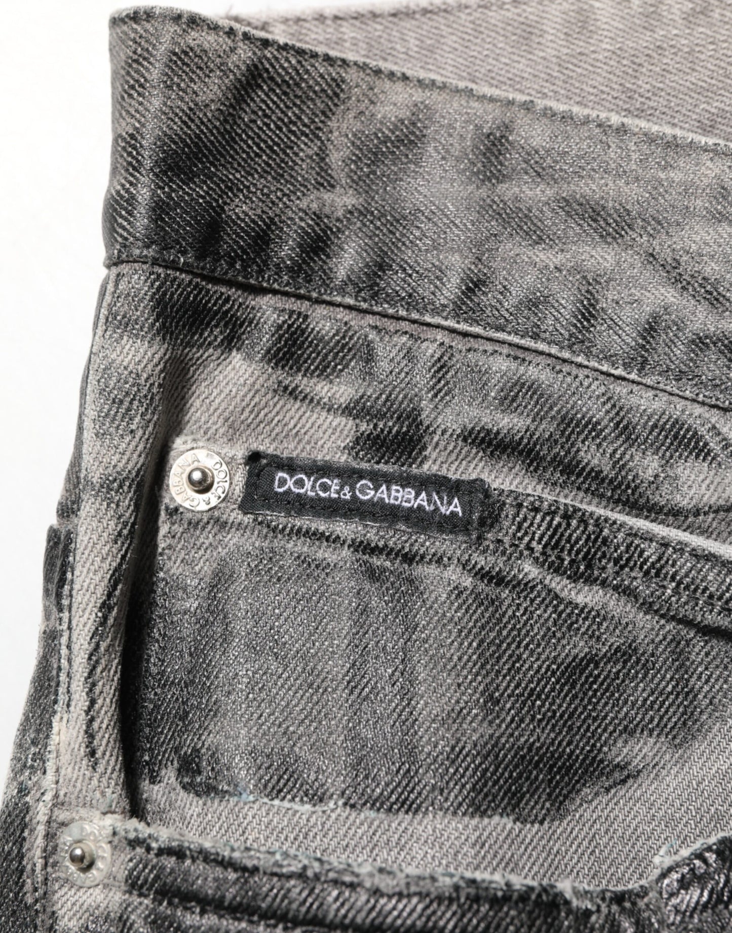 Dolce &amp; Gabbana Jeanshose mit Grafikdruck in Schwarz und Grau