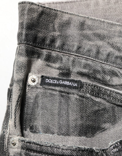 Dolce &amp; Gabbana Jeanshose mit Grafikdruck in Schwarz und Grau