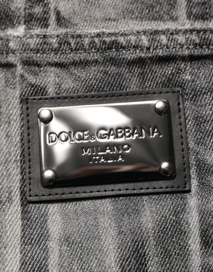 Dolce &amp; Gabbana Jeanshose mit Grafikdruck in Schwarz und Grau