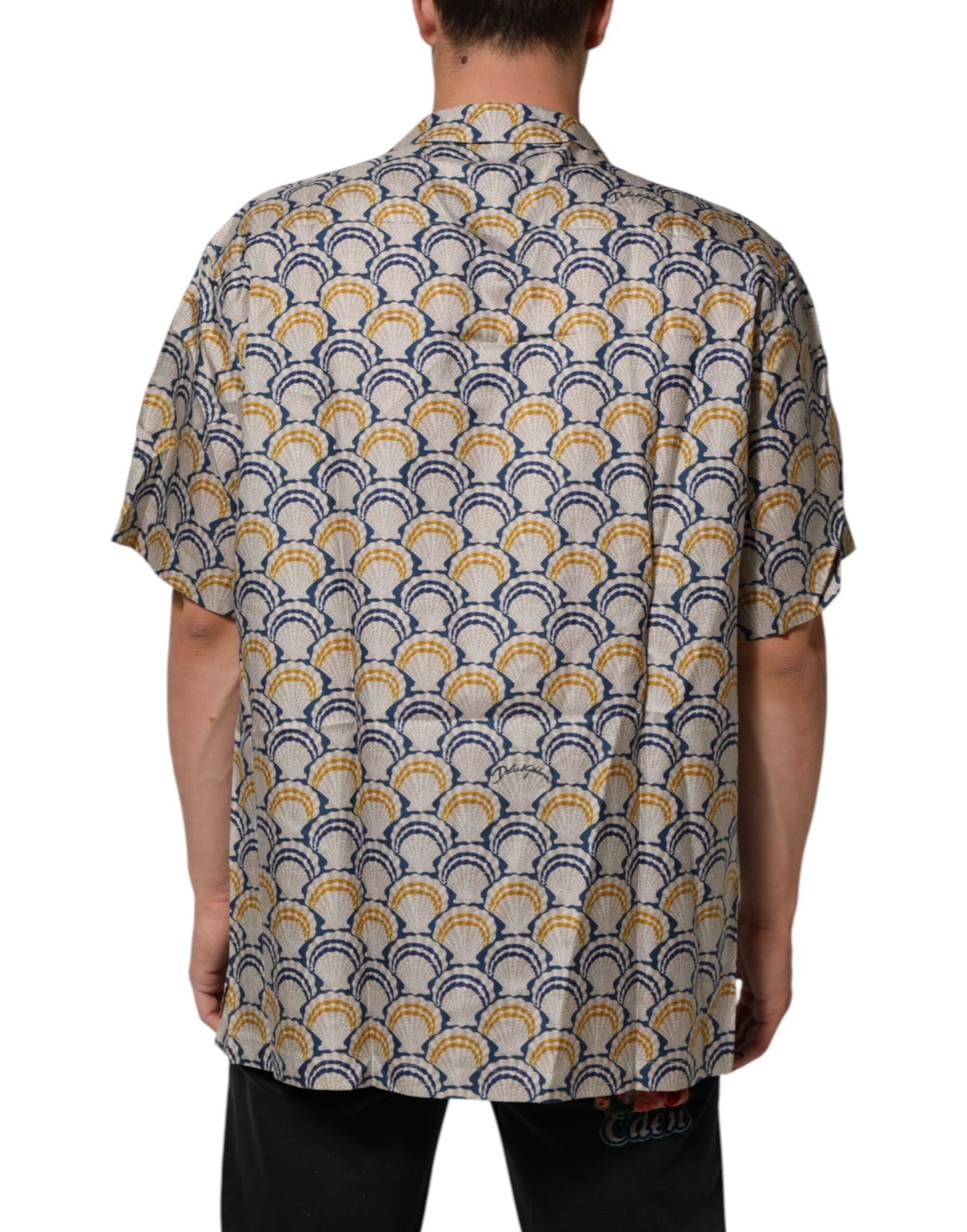 Dolce &amp; Gabbana – Cremefarbenes Hemd aus Baumwolle und Seide mit Hawaii-Muschel-Print