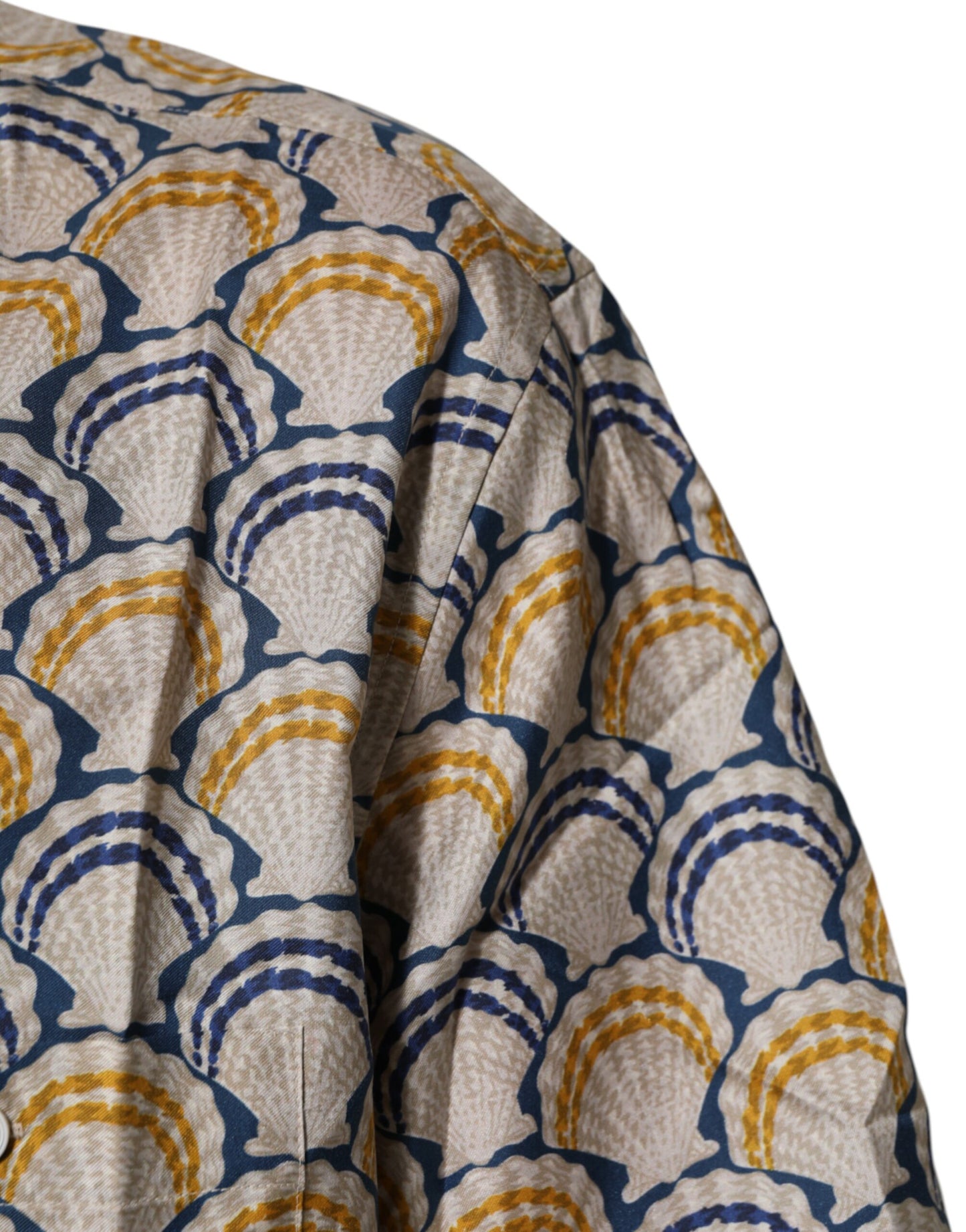 Dolce &amp; Gabbana – Cremefarbenes Hemd aus Baumwolle und Seide mit Hawaii-Muschel-Print