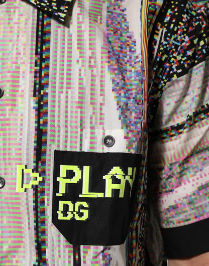 Dolce &amp; Gabbana – Freizeithemd mit mehrfarbigem Grafikkragen