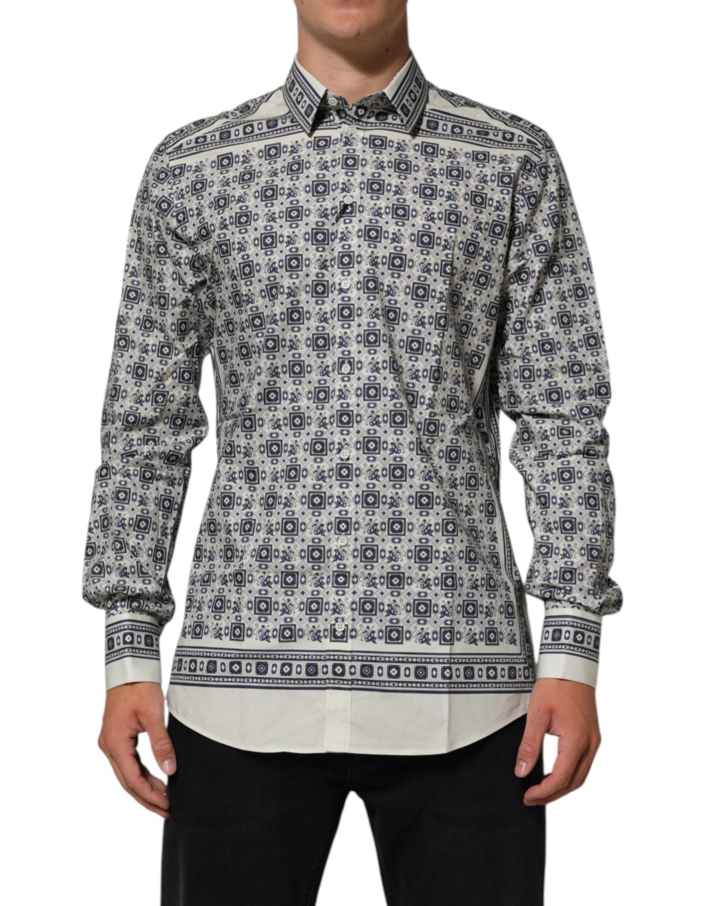 Dolce &amp; Gabbana – Mehrfarbiges Hemd mit Affenkrawatten-Print in Gold