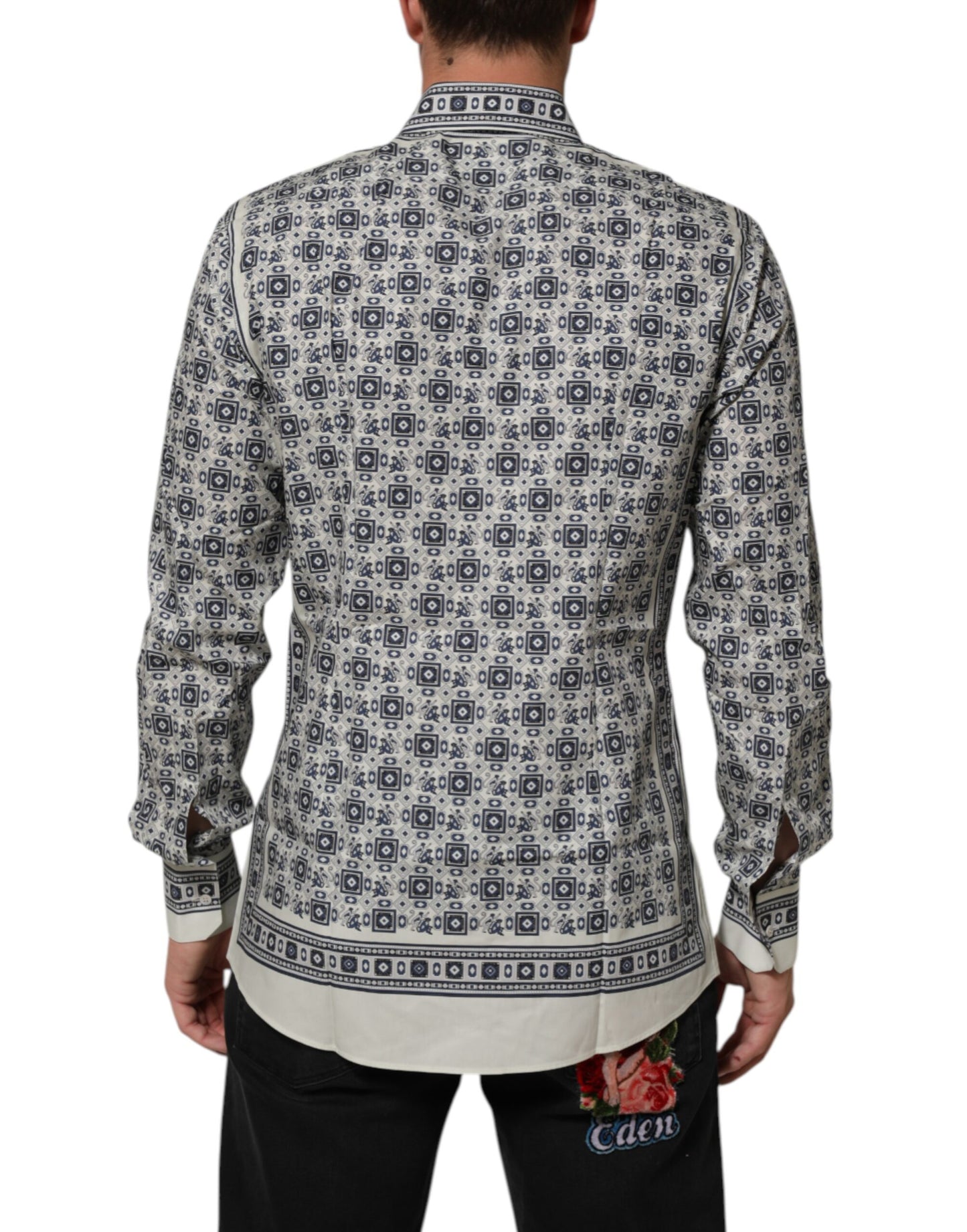 Dolce &amp; Gabbana – Mehrfarbiges Hemd mit Affenkrawatten-Print in Gold