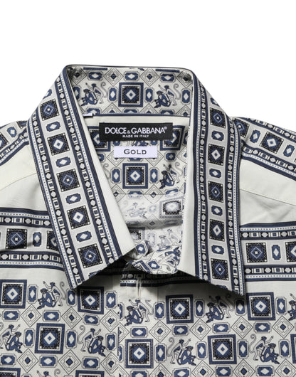 Dolce &amp; Gabbana – Mehrfarbiges Hemd mit Affenkrawatten-Print in Gold
