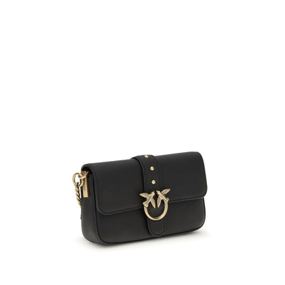 PINKO Black Calf Leather Bos Taurus Shoulder Bag