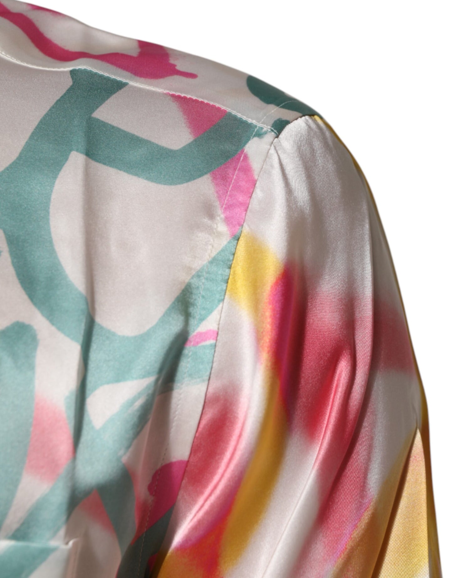 Dolce &amp; Gabbana Weißes Seidenhemd mit Hawaii-Graffiti-Print für Herren