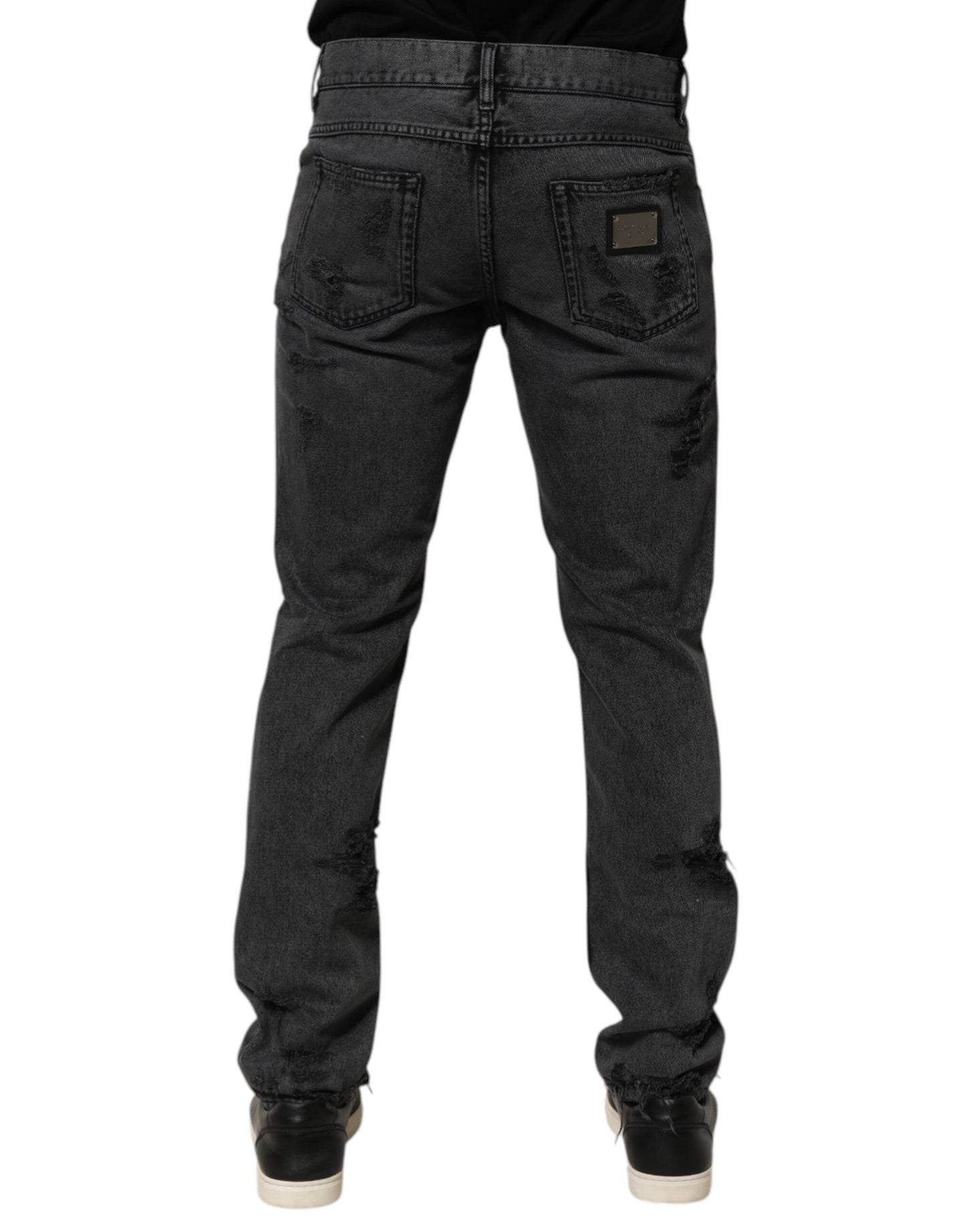 Dolce &amp; Gabbana Schwarze, zerfetzte Skinny-Jeans aus Baumwolle für Herren