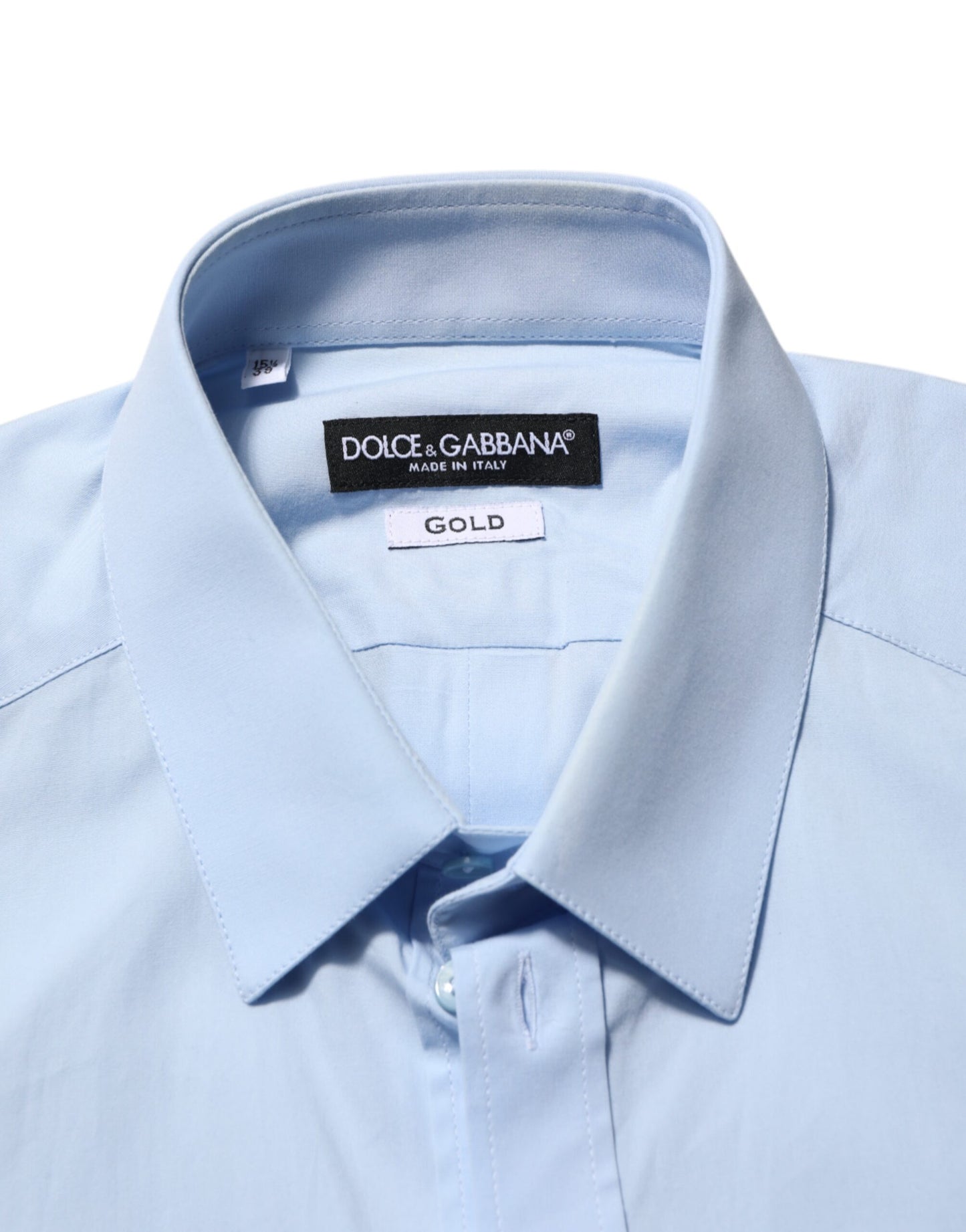 Dolce &amp; Gabbana Hellblaues, formelles Herrenhemd aus Baumwolle in GOLD