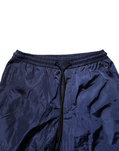 Dolce &amp; Gabbana – Blaue Jogginghose aus Nylon mit geradem Bein