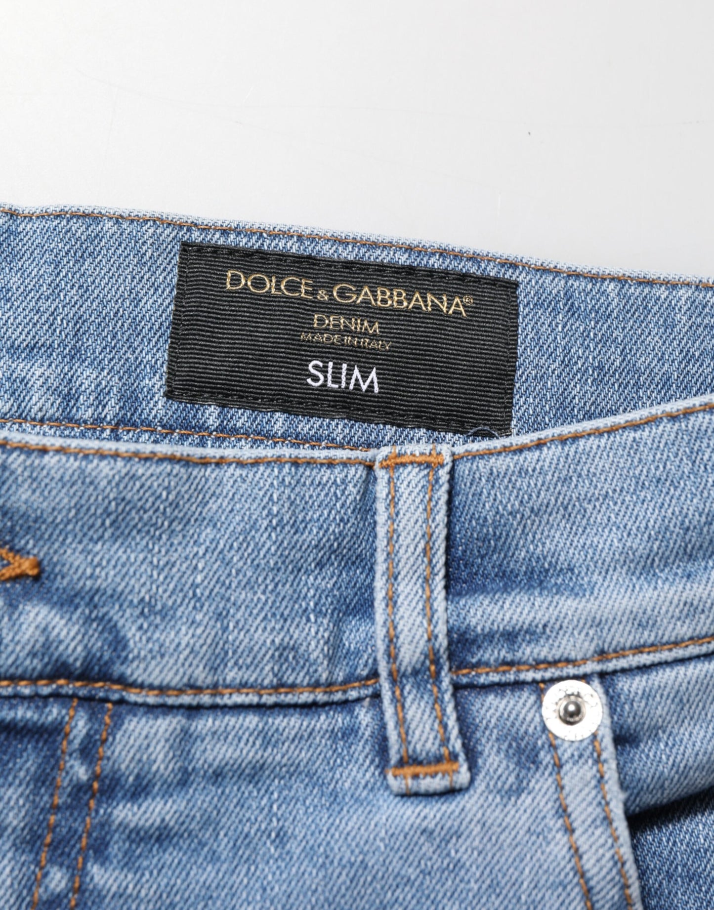Dolce &amp; Gabbana – Blaue, zerfetzte Slim-Fit-Jeans aus Baumwolldenim