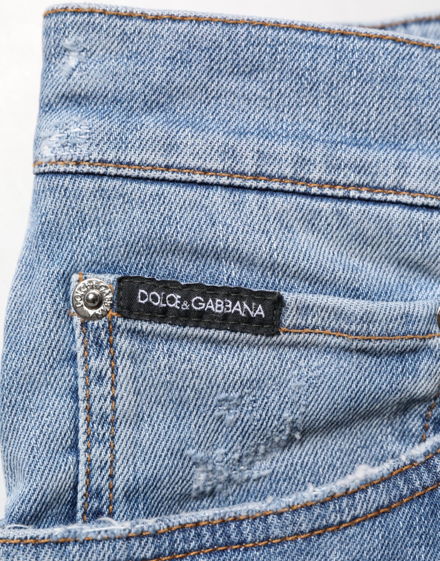 Dolce &amp; Gabbana – Blaue, zerfetzte Slim-Fit-Jeans aus Baumwolldenim