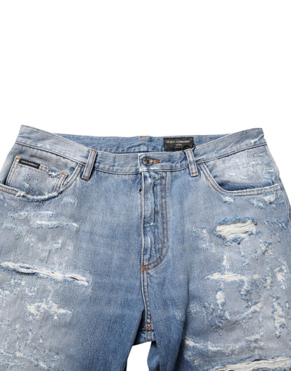 Dolce &amp; Gabbana – Blaue Jeans im Used-Look mit Rissen
