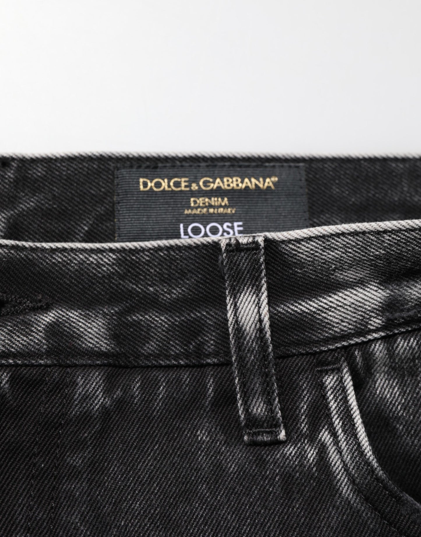 Dolce &amp; Gabbana – Lockere Jeans aus zerrissenem Baumwolldenim in Schwarz mit verwaschener Optik