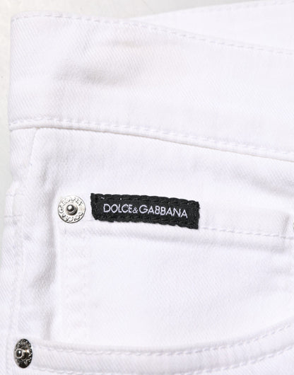 Dolce &amp; Gabbana – Weiße Skinny-Jeans aus zerrissener Baumwolle für Herren