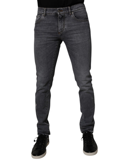 Dolce &amp; Gabbana Dunkelgraue Skinny-Jeans aus Baumwollstretch
