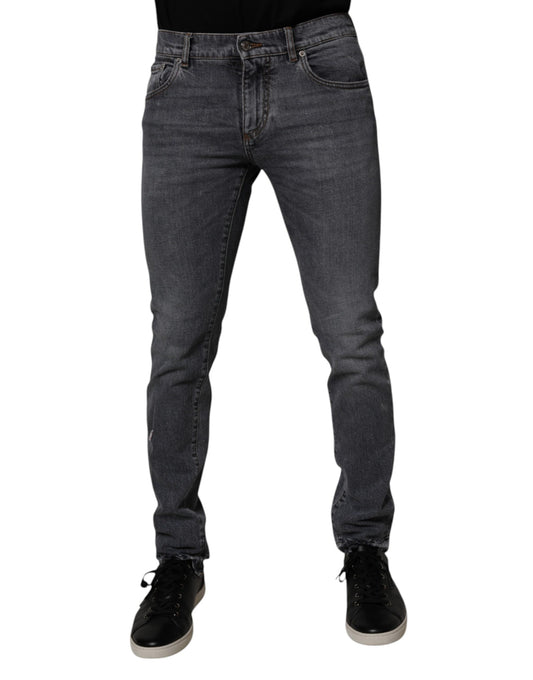 Dolce &amp; Gabbana Dunkelgraue Skinny-Jeans aus Baumwollstretch