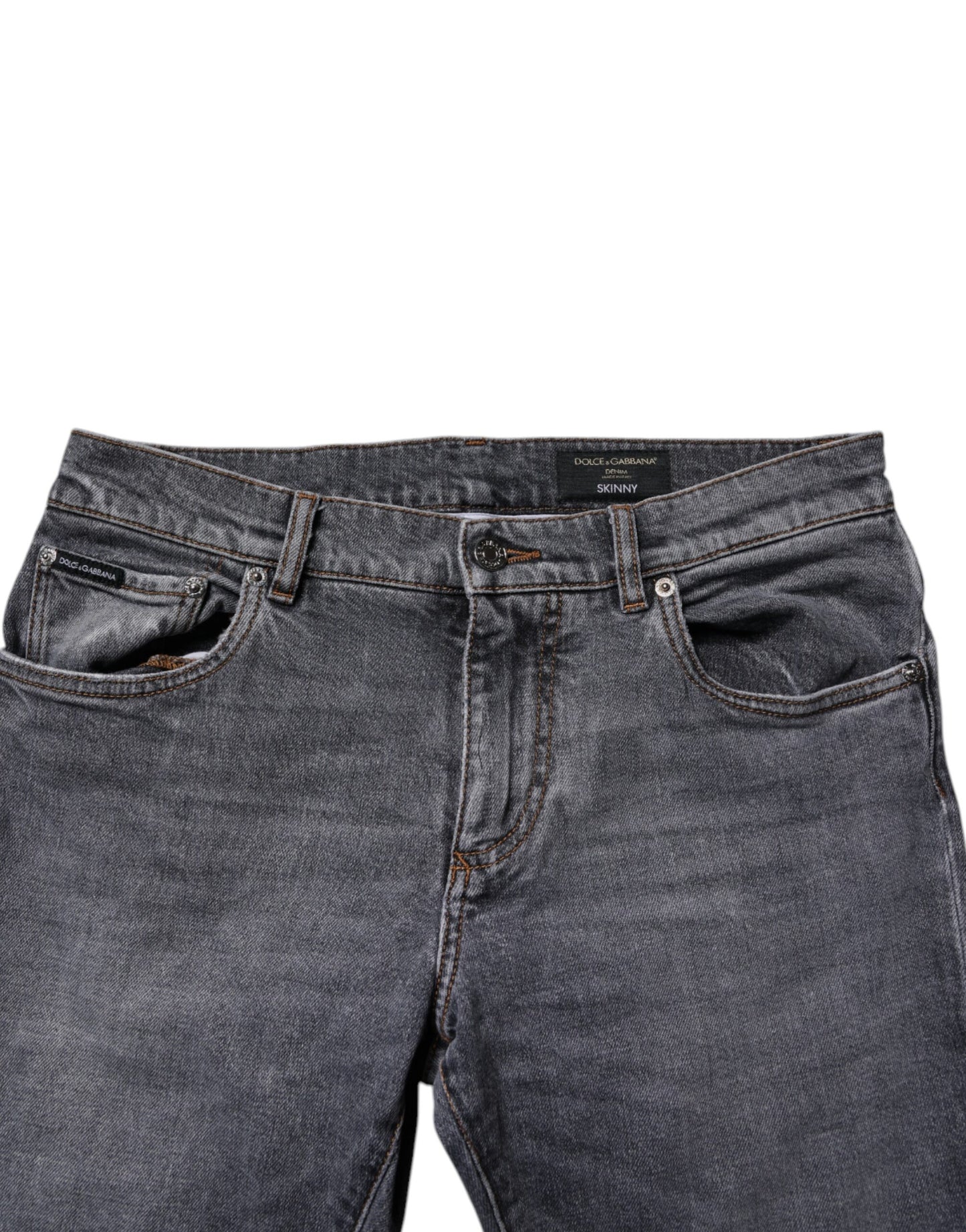 Dolce &amp; Gabbana Dunkelgraue Skinny-Jeans aus Baumwollstretch