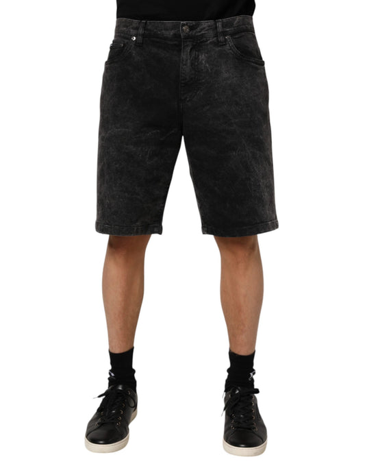Dolce & Gabbana – Schwarze Bermudashorts aus Baumwoll-Denim mit mittlerer Taille für Herren
