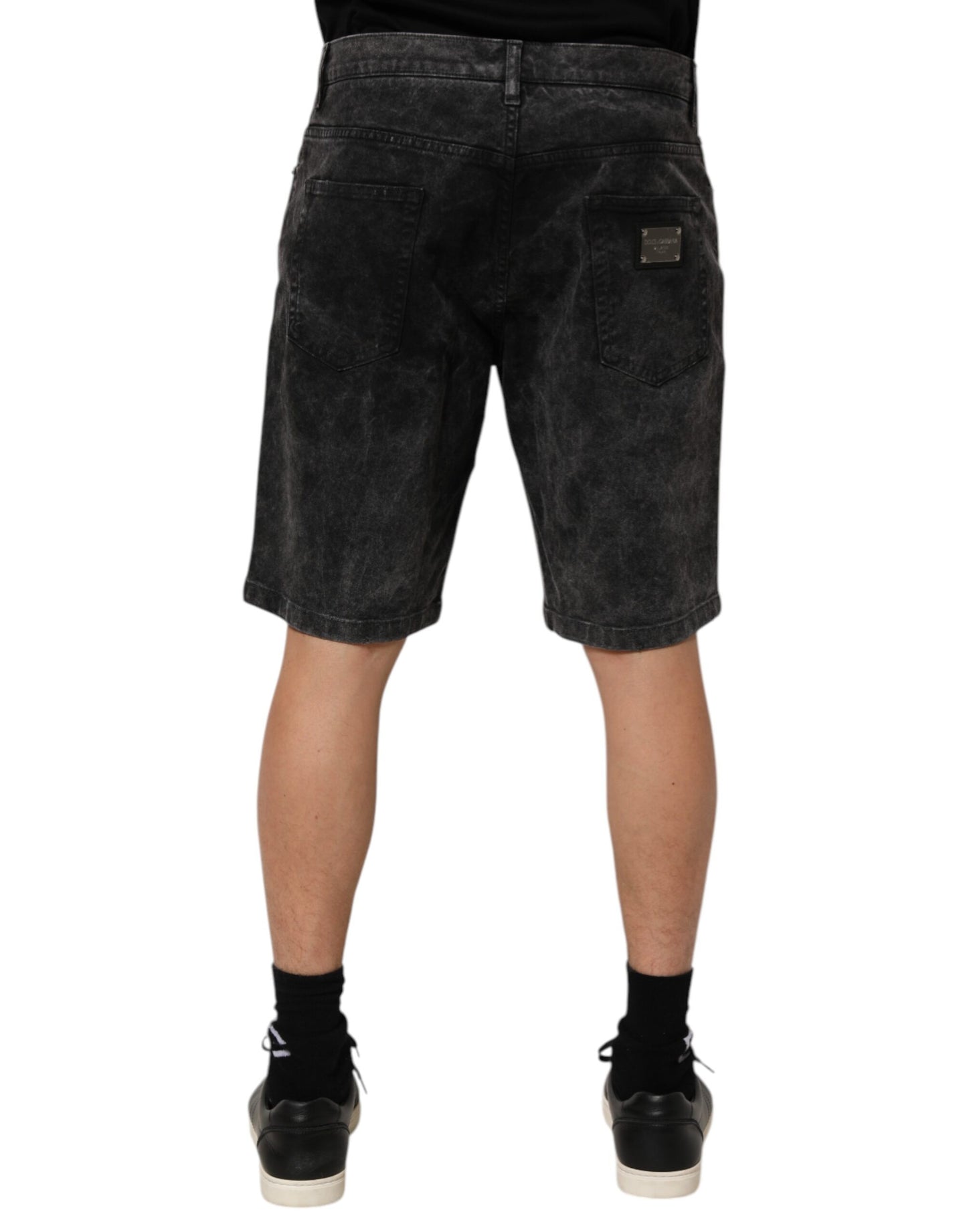Dolce &amp; Gabbana – Schwarze Bermudashorts aus Baumwoll-Denim mit mittlerer Taille für Herren