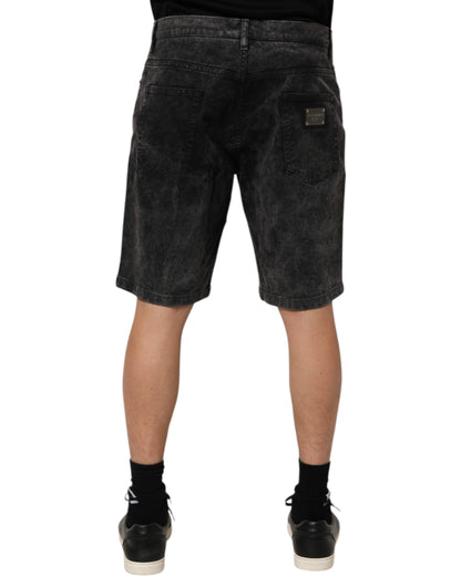 Dolce &amp; Gabbana – Schwarze Bermudashorts aus Baumwoll-Denim mit mittlerer Taille für Herren