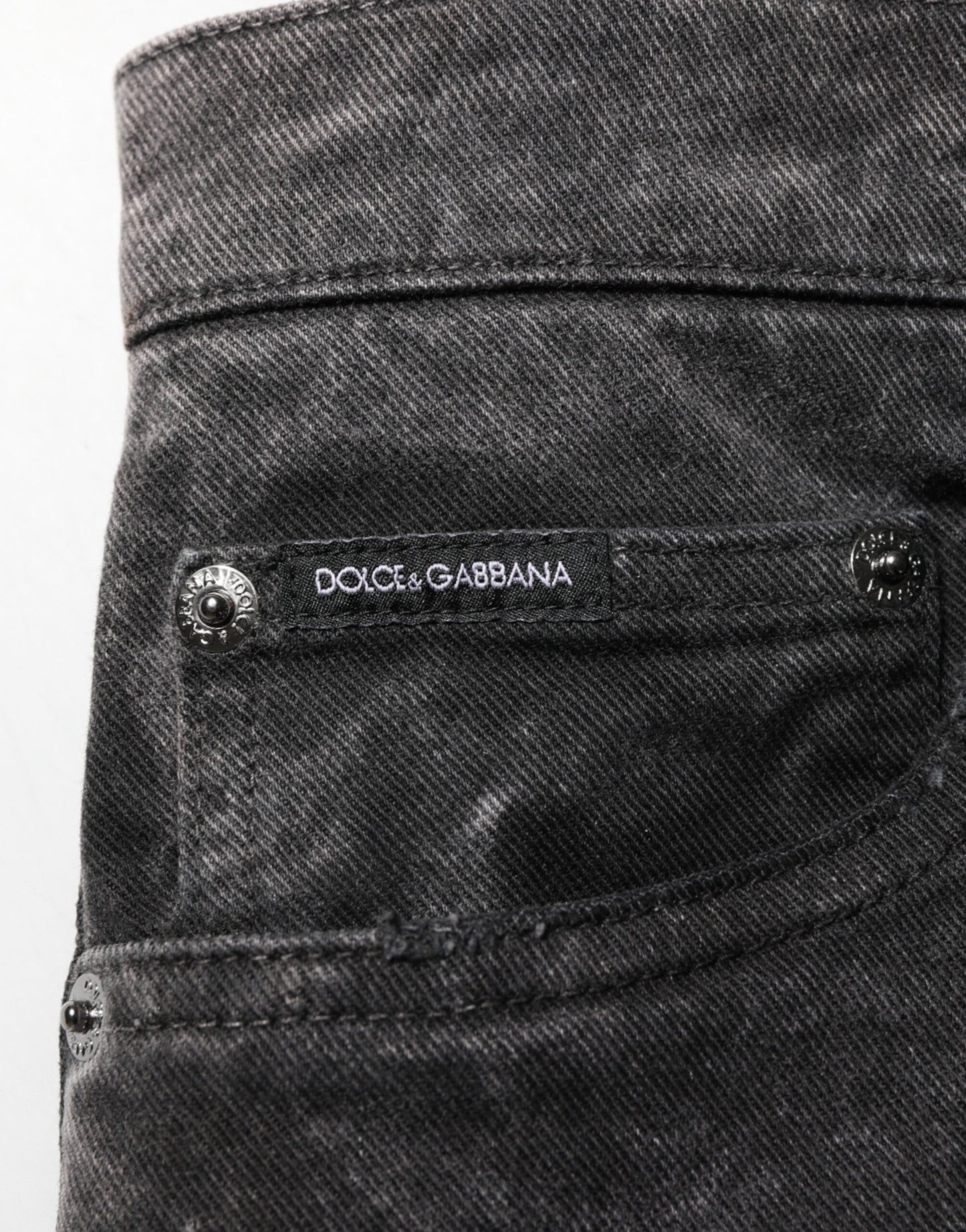Dolce &amp; Gabbana – Schwarze Bermudashorts aus Baumwoll-Denim mit mittlerer Taille für Herren