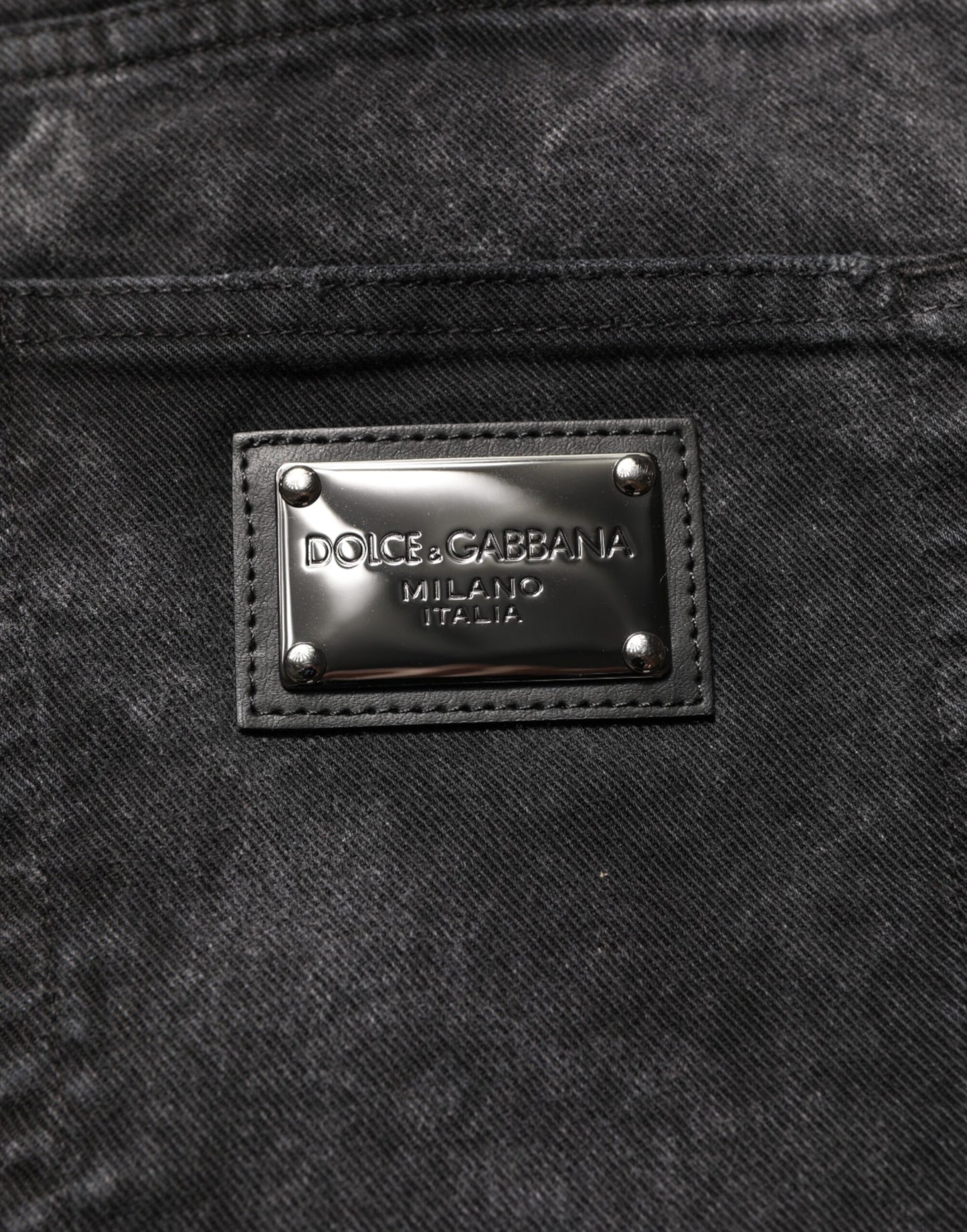 Dolce &amp; Gabbana – Schwarze Bermudashorts aus Baumwoll-Denim mit mittlerer Taille für Herren