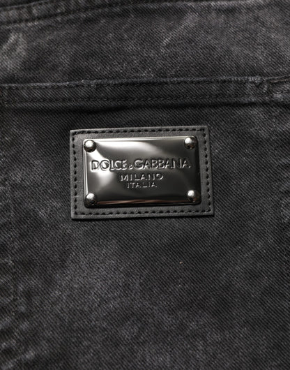 Dolce &amp; Gabbana – Schwarze Bermudashorts aus Baumwoll-Denim mit mittlerer Taille für Herren