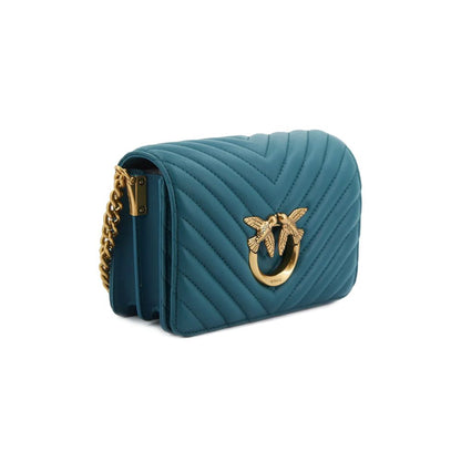 PINKO Damen Umhängetasche aus blauem Kalbsleder