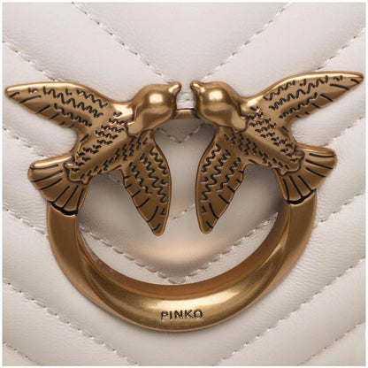 PINKO Damen-Umhängetasche aus weißem Kalbsleder
