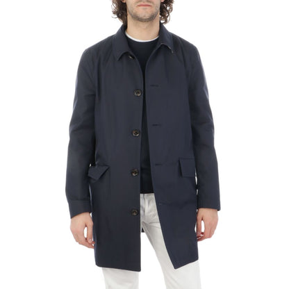 Aquascutum Blauer Baumwoll-Regenmantel für Herren