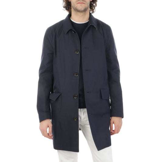 Aquascutum Blauer Baumwoll-Regenmantel für Herren