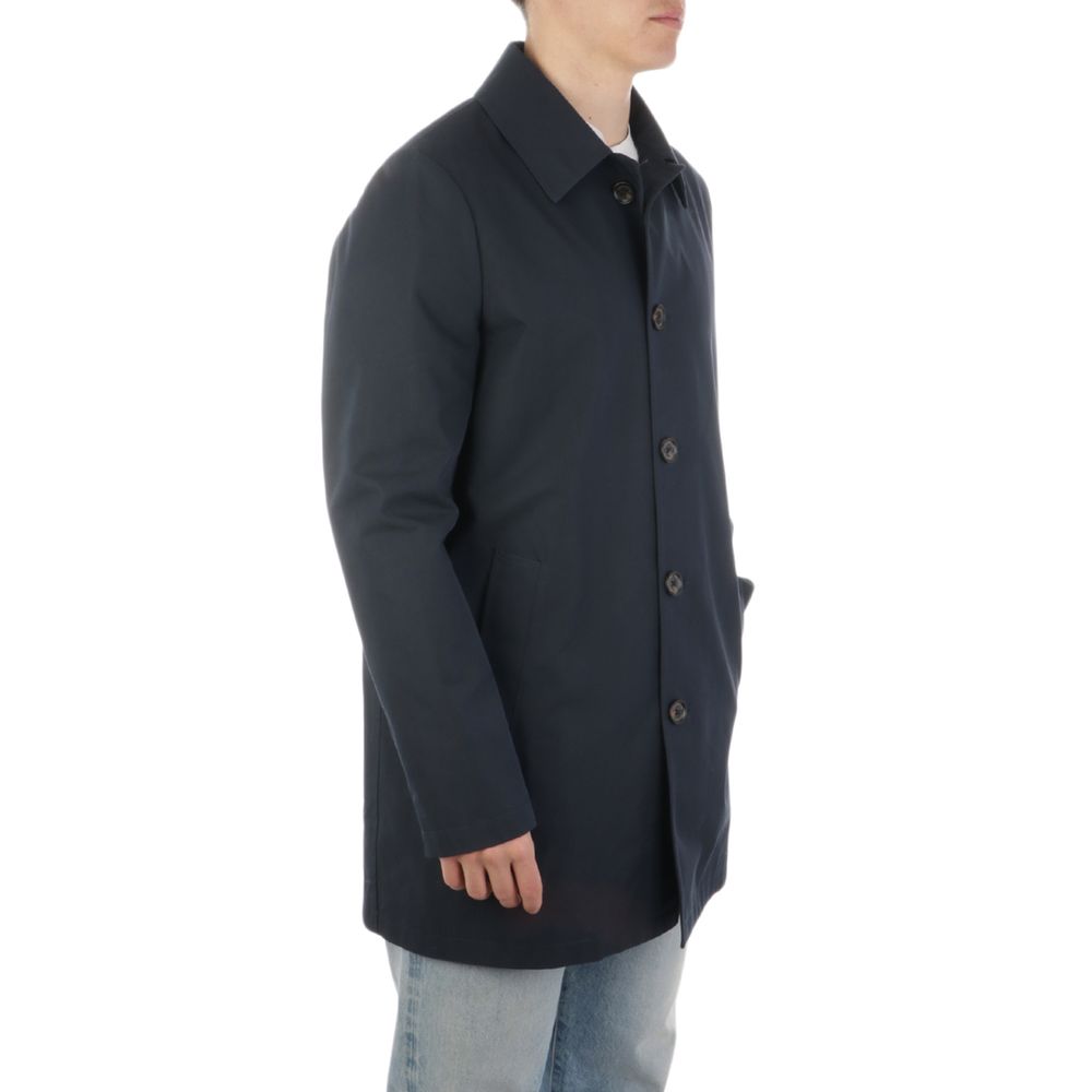 Aquascutum Herren-Trenchcoat aus blauer Baumwolle