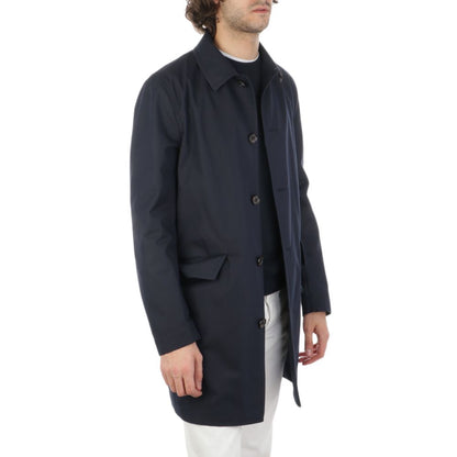 Aquascutum Blauer Baumwoll-Regenmantel für Herren