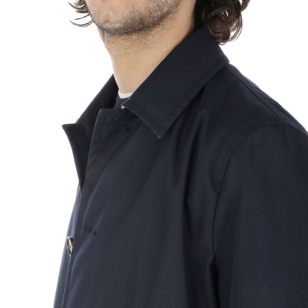 Aquascutum Blauer Baumwoll-Regenmantel für Herren