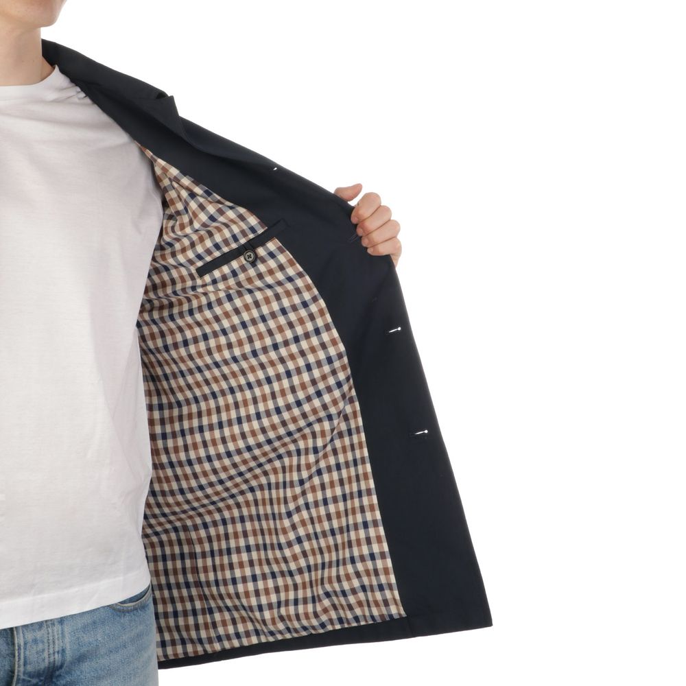 Aquascutum Herren-Trenchcoat aus blauer Baumwolle