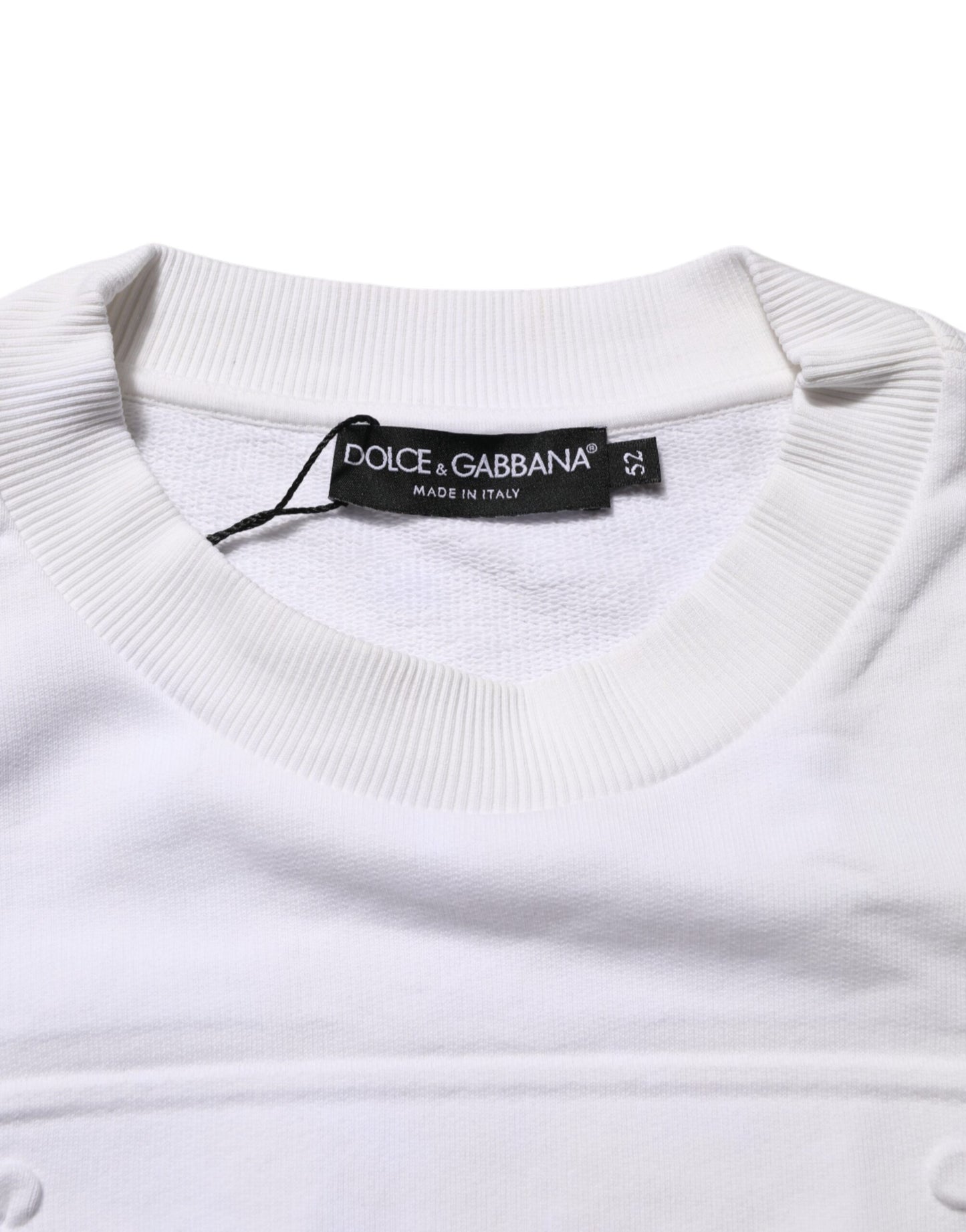 Dolce &amp; Gabbana Weißer Sweatshirt-Pullover mit geprägtem Logo für Herren