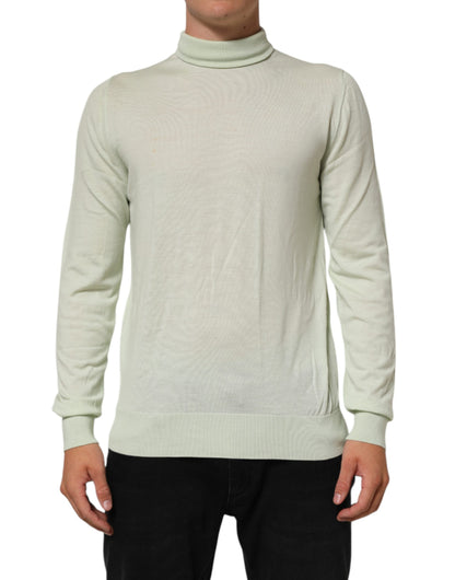Dolce &amp; Gabbana Hellgrüner Rollkragenpullover mit Logo