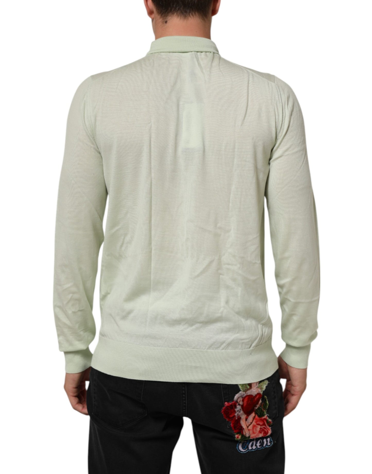 Dolce &amp; Gabbana Hellgrüner Rollkragenpullover mit Logo