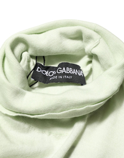 Dolce &amp; Gabbana Hellgrüner Rollkragenpullover mit Logo
