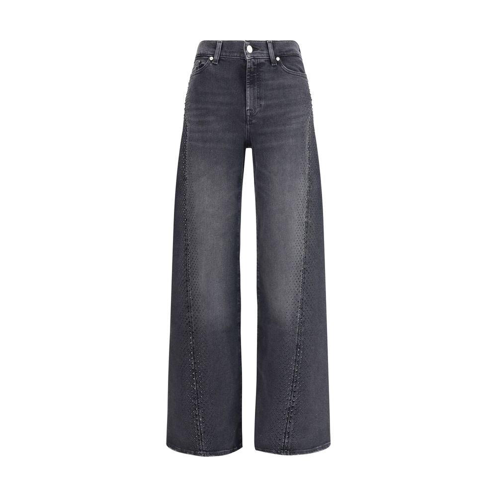 7FOR Schwarze Baumwoll-Jeans mit geradem Bein