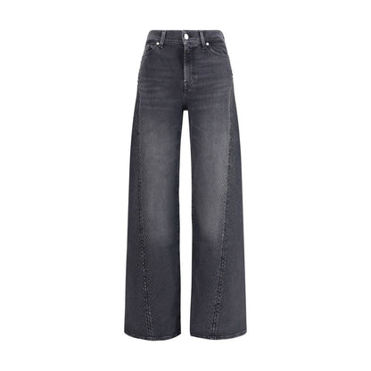 7FOR Schwarze Baumwoll-Jeans mit geradem Bein