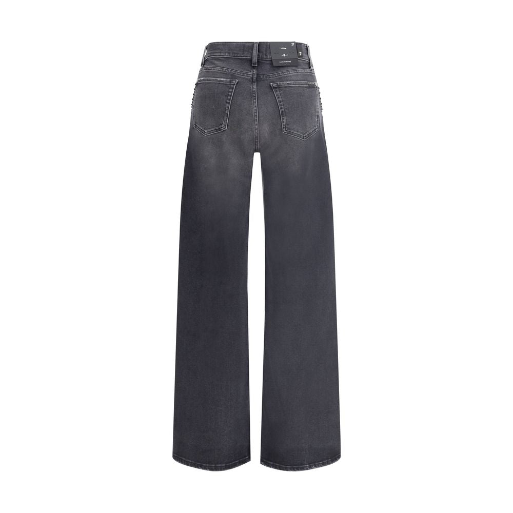 7FOR Schwarze Baumwoll-Jeans mit geradem Bein