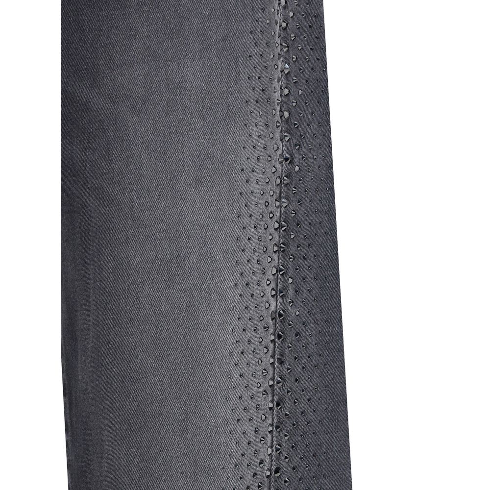 7FOR Schwarze Baumwoll-Jeans mit geradem Bein