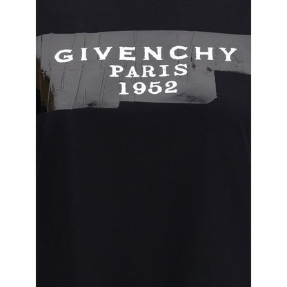 Givenchy Baumwoll-T-Shirt mit schwarzem Givenchy-Tape-Print
