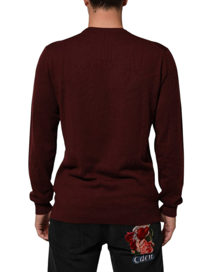 Dolce &amp; Gabbana Kaschmirpullover mit Rundhalsausschnitt, kastanienbraun