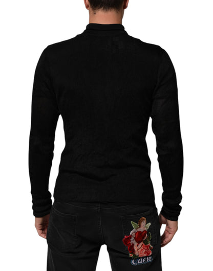 Dolce &amp; Gabbana – Schwarzer Rollkragenpullover aus Viskose