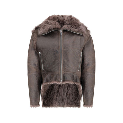 Rick Owens Bikerjacke aus braunem Lammnappa-Leder